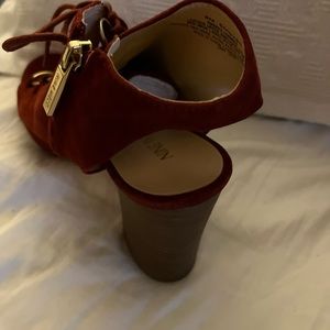 Brand new Nine West suede chunky heel. Gold lace clasp Brand new